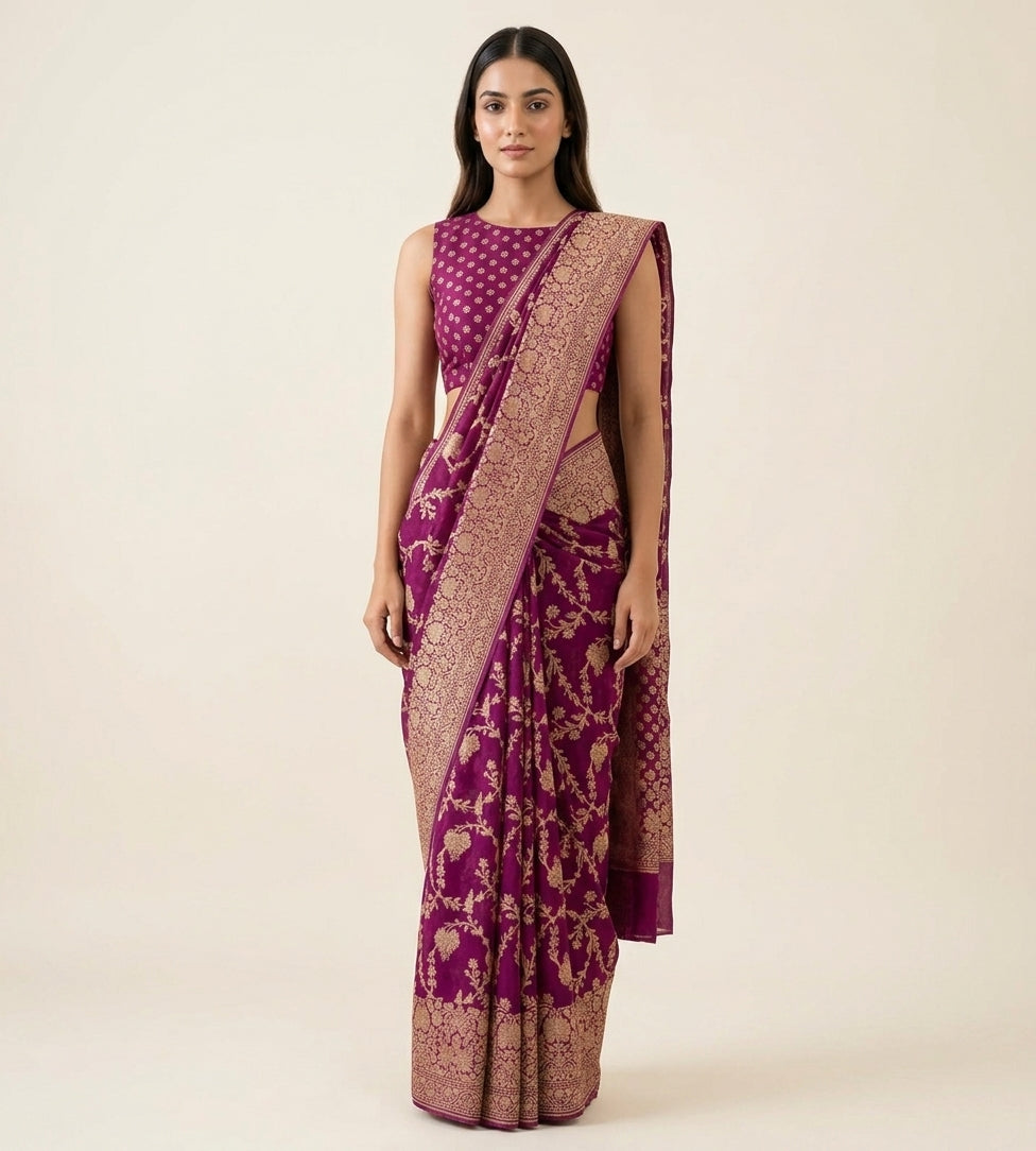Gulnaar Khaddi Silk Saree