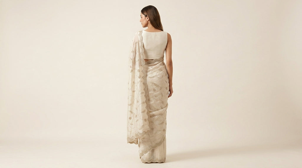 Ivory Whisper Pure Organza Saree
