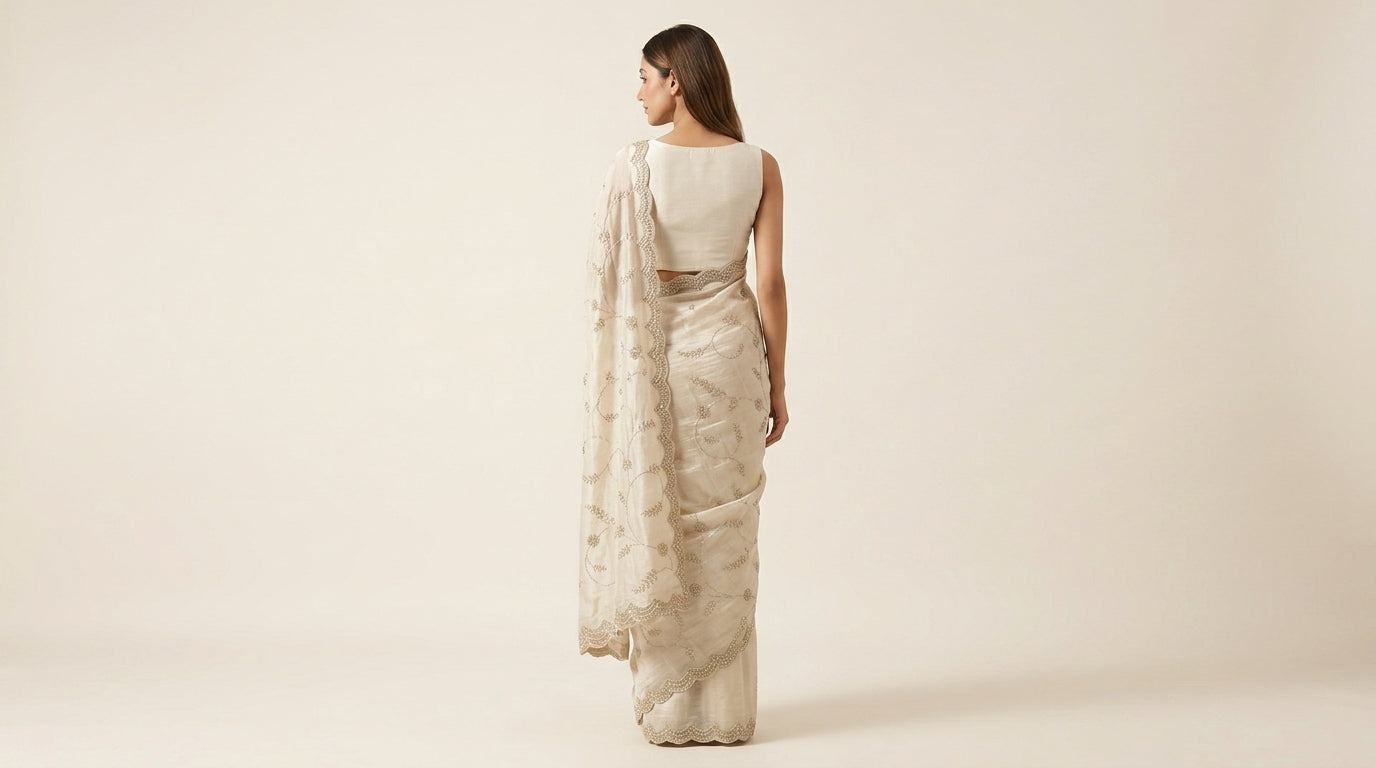 Ivory Whisper Pure Organza Saree