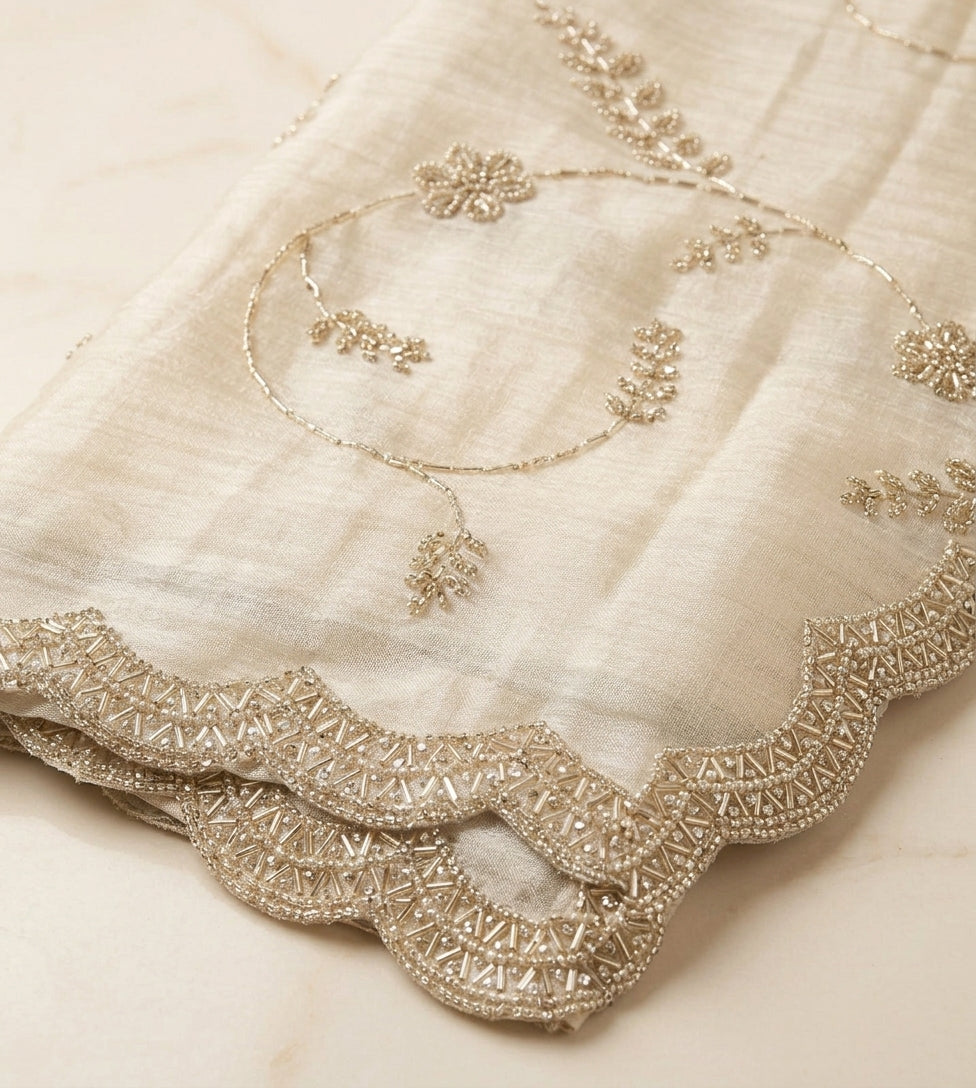 Ivory Whisper Pure Organza Saree