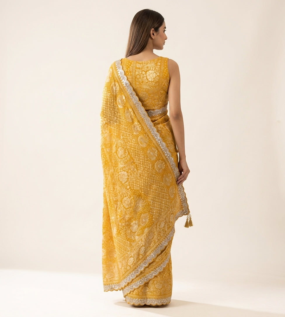 Sunheri Noor Pure Khaddi Silk Saree