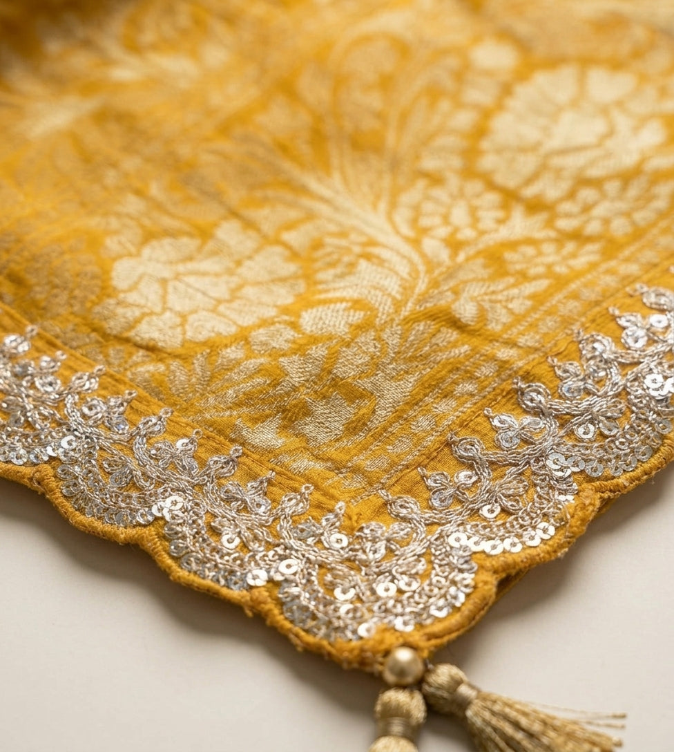 Sunheri Noor Pure Khaddi Silk Saree