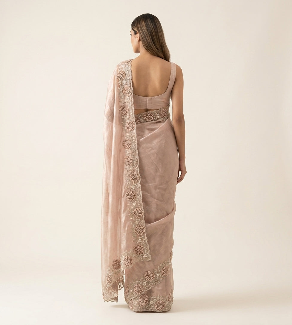 Rose Gold Tissue Saree