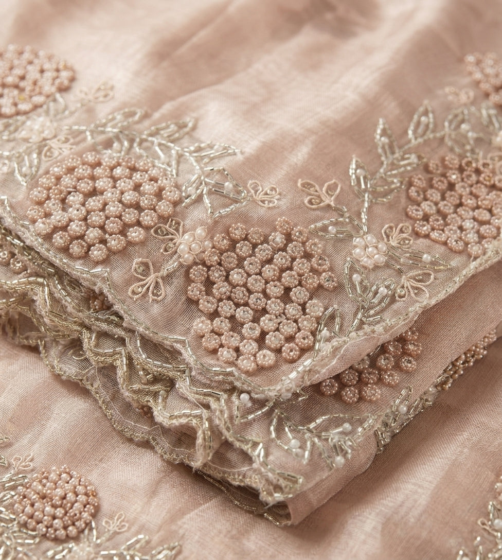 Rose Gold Tissue Saree