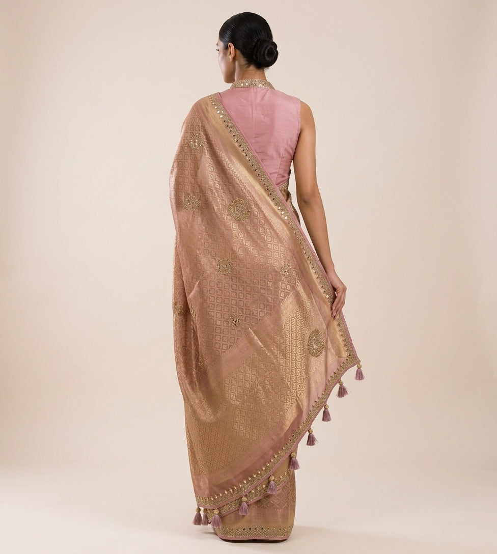 Rosewood Zari Tissue Saree