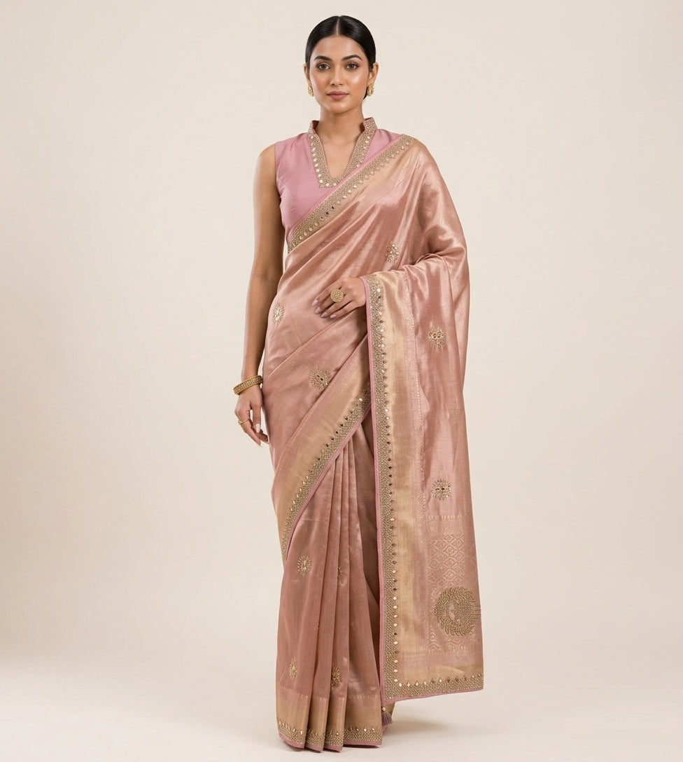 Rosewood Zari Tissue Saree