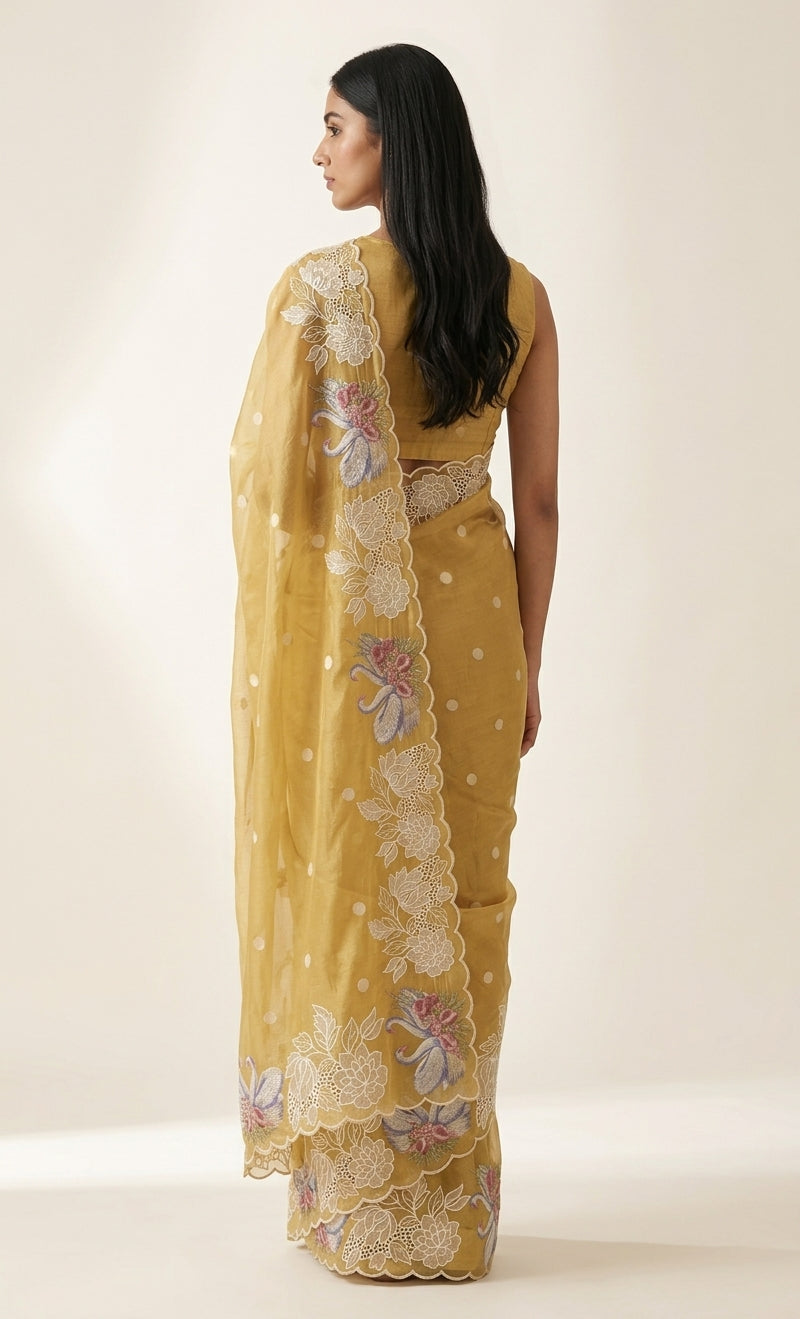 Sunehri Swan Organza Saree