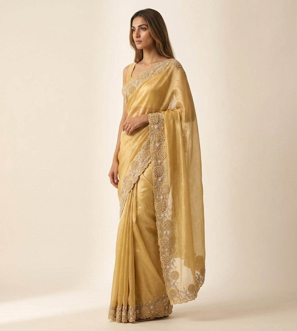 Mehrnoor Gold Tissue Saree