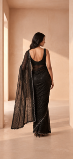 Ziya Noir — Black Sequin Georgette Saree