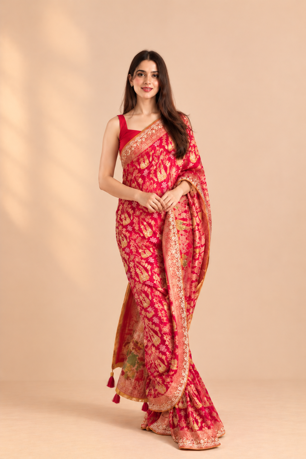 Gulabi Kashi - Banarasi Georgette Saree