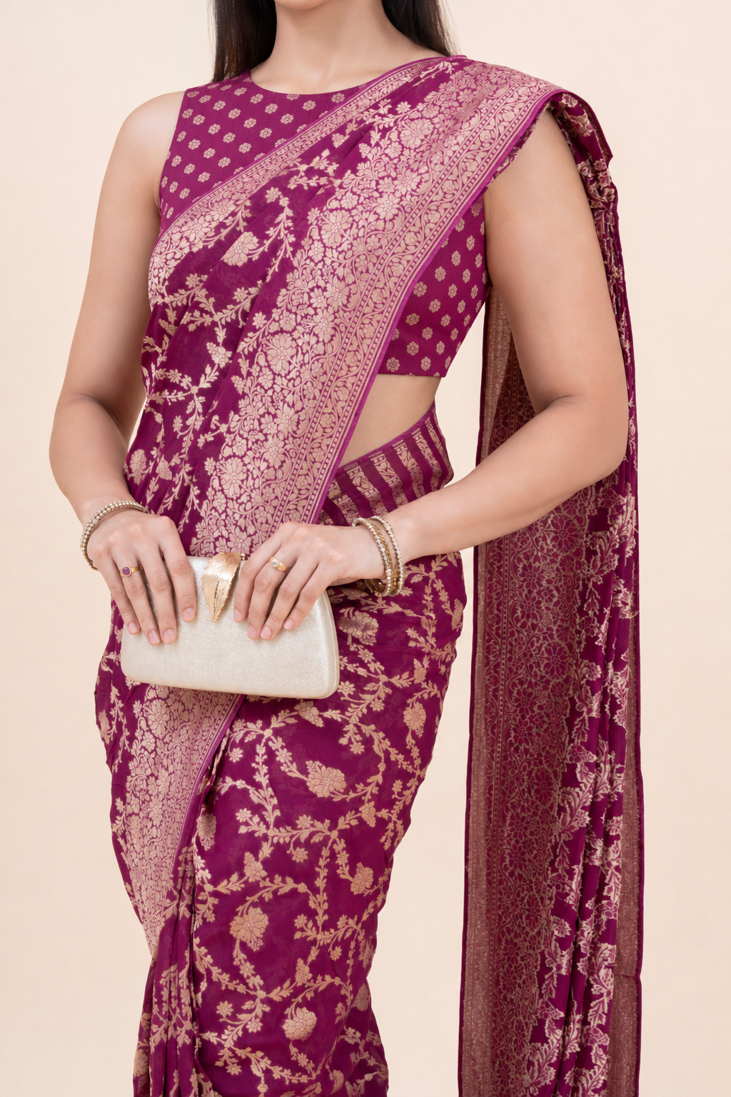 Gulnaar Khaddi Silk Saree